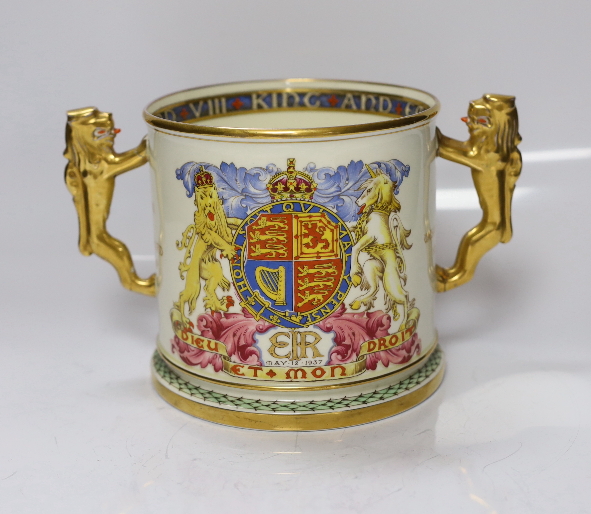 A large Paragon two handled Edward VIII coronation cup, Limited edition number 221/1000, 15.5cm tall